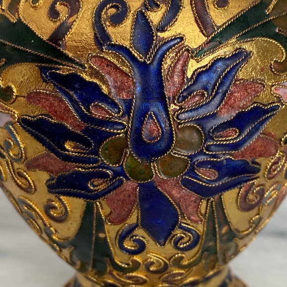 Vintage Brass and Cloisonné Vase - Picture 7 of 8